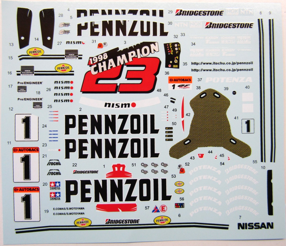 Decalpool 1/24 Scale Nissan Skyline R34 Pennzoil Super GT 1999 Decal Sheet DP403