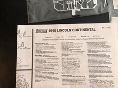 Lindberg 1948 Lincoln Continental 1/25 Kit, New, Open, Parts Sealed in Box