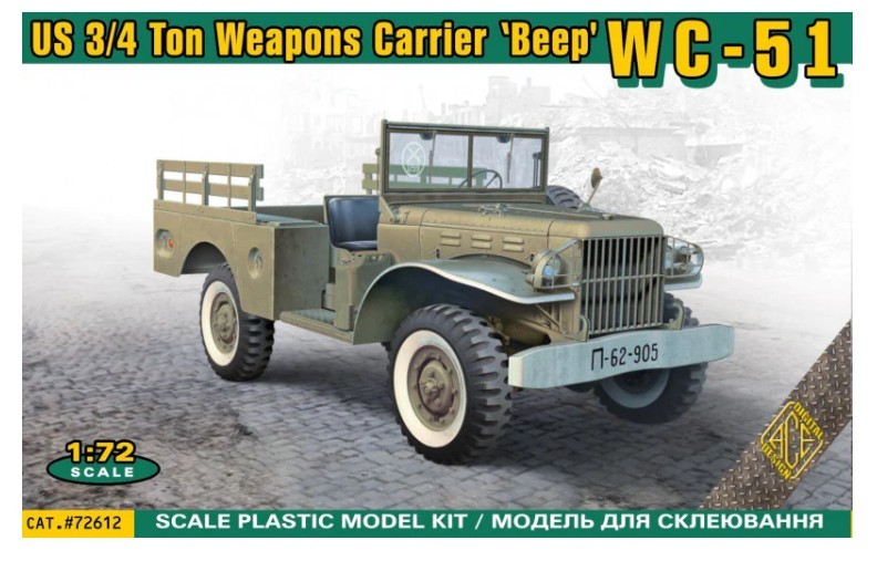ACE 72612 1:72 WC-51 US 3/4 ton weapons carrier truck Beep Plastic model kit