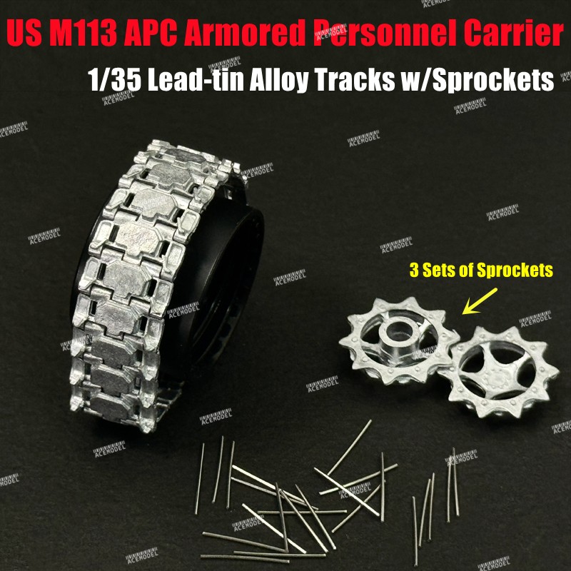 1/35 US M113 ACAV Tank Metal Tracks w/Drive Sprockets Set Fits AFV Club/Tamiya