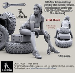 Live Resin 1/35 LRM-35038 Girl Rider Playing w/Monkey Wrench (2) in Baseball Cap