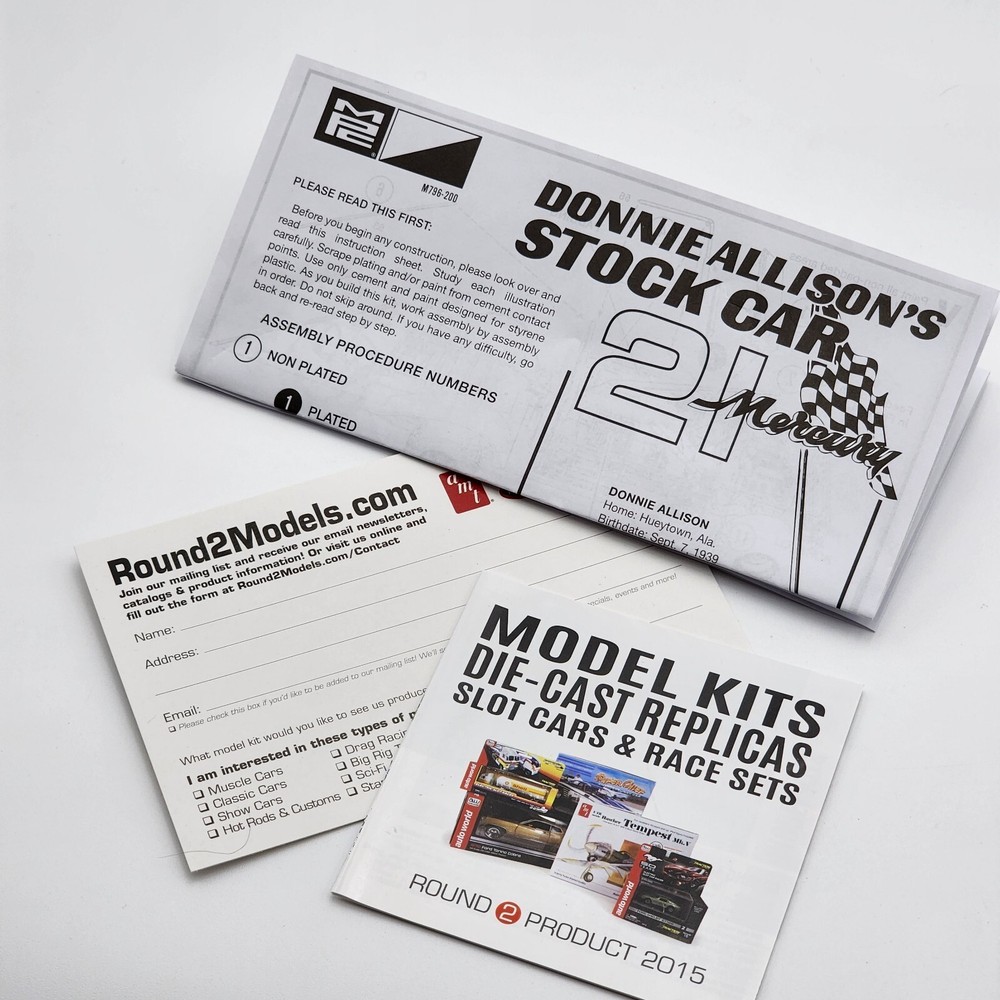 MPC 1/25 Donnie Allison Mercury Stock Car 796 Instruction Booklet & Inserts Only