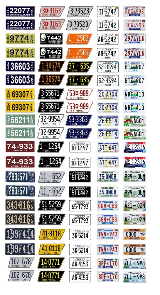 1/64 scale model car assorted USA Tennessee license plates state tags 1:64