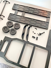 Heavy Duty Car Hauler Trailer Kit Resin Wheels Tires 1 25 Scale Flatbed FDM