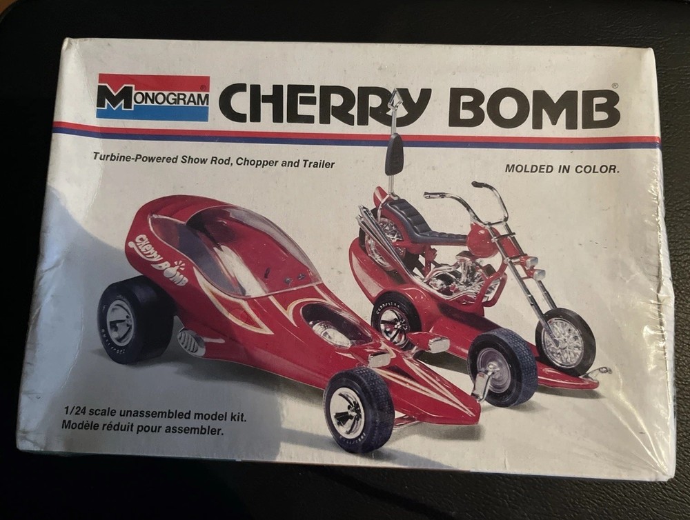 1995 Monogram Vintage Cherrybomb Bike Trailer Car Model Kit 1/24 Scale SEALED