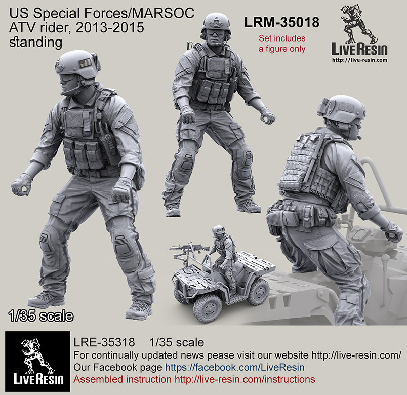 Live Resin 1/35 LRM-35018 US Special Forces/MARSOC ATV Rider 2013-2015, Standing