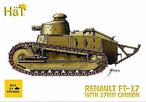 Hat WWI FT-17 Tank with Cannon – Plastic Model Military Vehicle Kit – 1/72