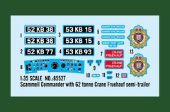Hobby Boss 85527 1/35 SCAMMELL COMMANDER W/62 TONNE CRANE FRUEHAUF SEMI-TRAILER