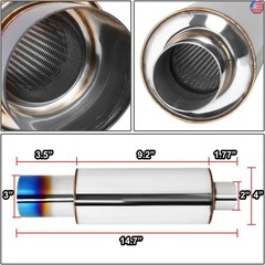 DNA MOTORING EXA-MF-001-T2 Stainless Steel Straight Through Exhaust Muffler