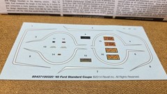 1940 FORD Standard Coupe DECALS & INSTRUCTIONS 1/25 Scale Monogram Model PARTS