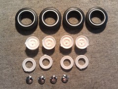 1/25 Scale AMT Pad Printed Whitewall Tires with 1953 Ford Wheels.