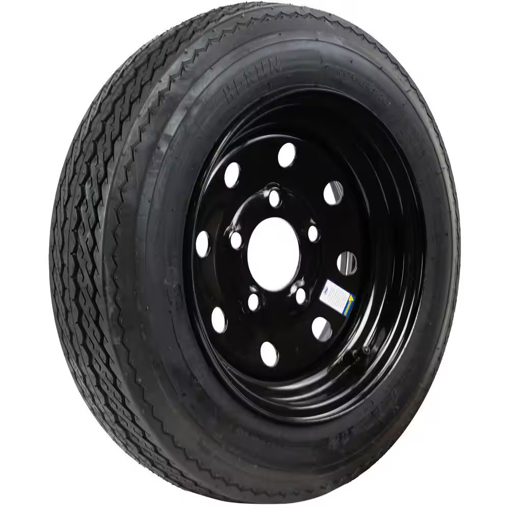 Bias Trailer Tire Assembly, 4.80-12 4PR on 12X4 5LUG Black Modular Wheel