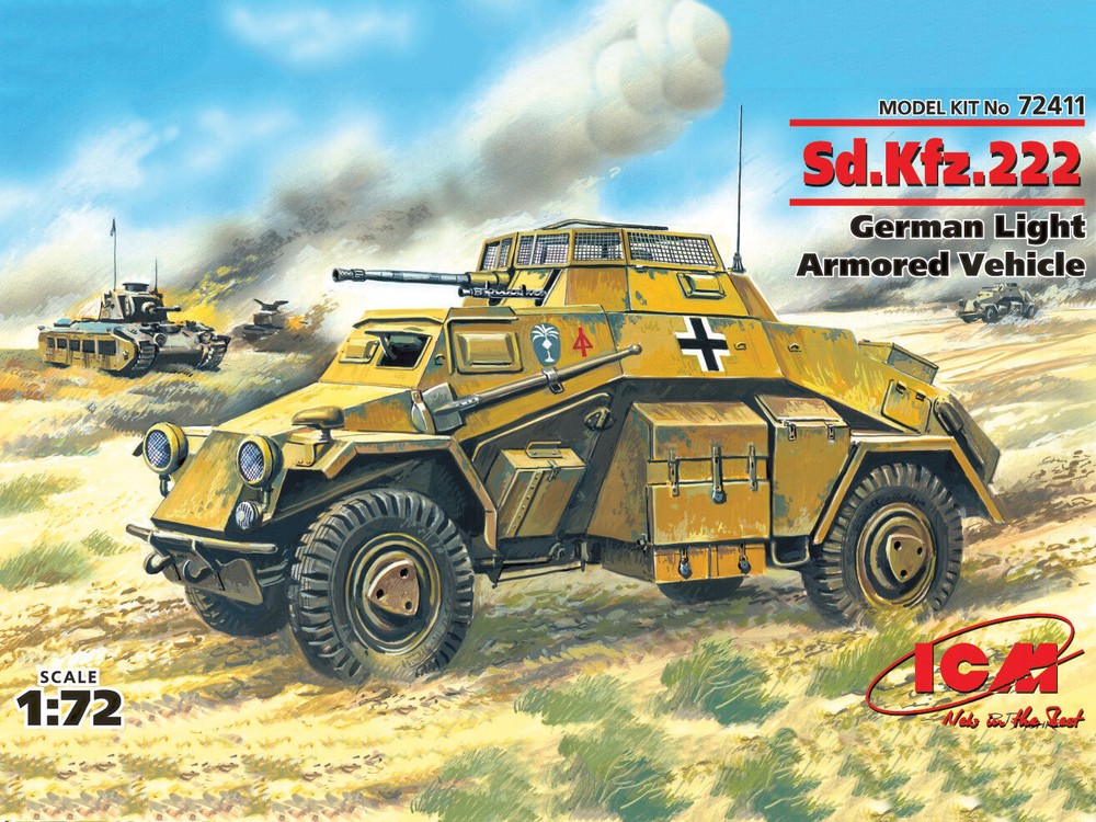 Scale Model 1/72 ICM 72411 SD.KFZ. 222 German Light Armored Vehicle 1939 – 1945
