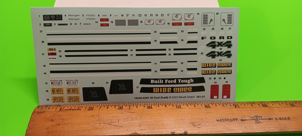 1980 Ford Dually 6 Wheel Drive 4×4 1/25 Decal Sheet Dash Ranger F250 Emblems