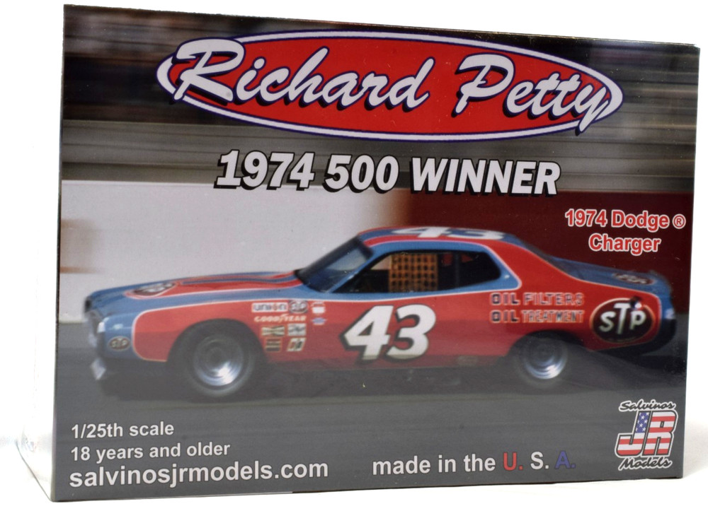 Salvinos JR Models “STP” Richard Petty 1974 Dodge Charger 1/25 Model Car Kit