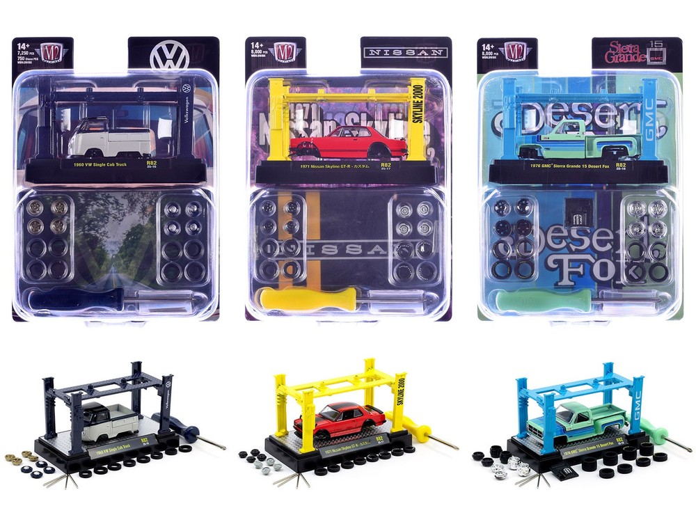 Model Kit 3 piece Car Set Release 82 1/64 Limited Edition by M2 Machines
