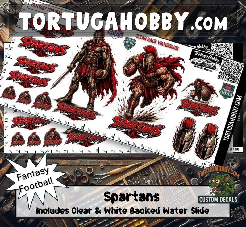 Fantasy Football – Spartans – Waterslide Decals for Your favorite Hobby
