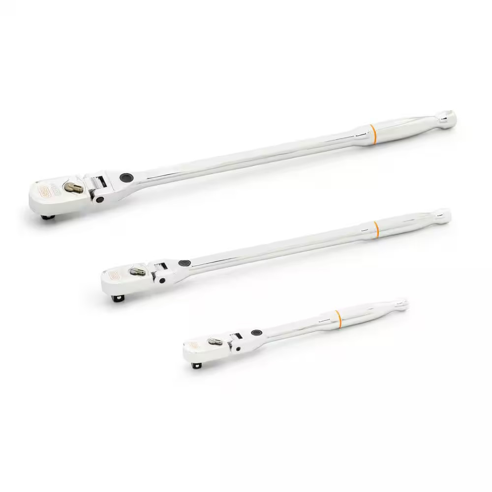 120XP 1/4 In., 3/8 In. and 1/2 In. Drive Locking Flex Head Ratchet Set (3-Piece)