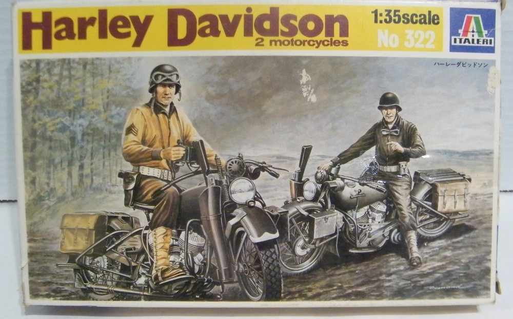 Italeri 1944 U.S. 2 Harley Davidson Motorcycles 1:35 Scale Model Kit 322