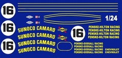 #16 Penske-Hilton Sunoco Camaro 1967 1/25th – 1/24th Scale Waterslide Decals