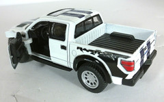 Kintoy White w/ Dark Blue stripes 2013 Ford F150 SVT Raptor die cast pull back