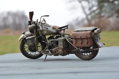 WWII Harley-Davidson WLA 750 Pro Built 1:9 Scale Italeri Motorcycle NICE!