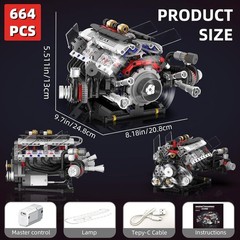 V8 Engine Kits that Works Building Sets,Car Engine Model Kit with Motor and L…