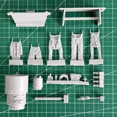 1/35 Scale Die-Cast Resin Model Assembled Kit WWII Field Laundry Scene Model …