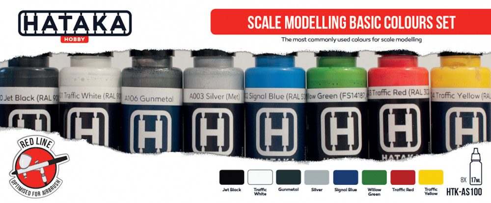 Hataka Hobby Paints SCALE MODELLING BASIC COLORS Acrylic Paint Set