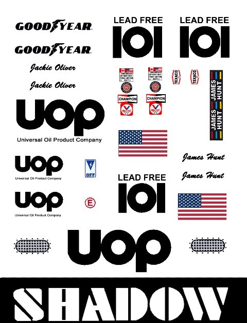 #101 UOP Oil Shadow White car 1/24th – 1/25th Scale Decals