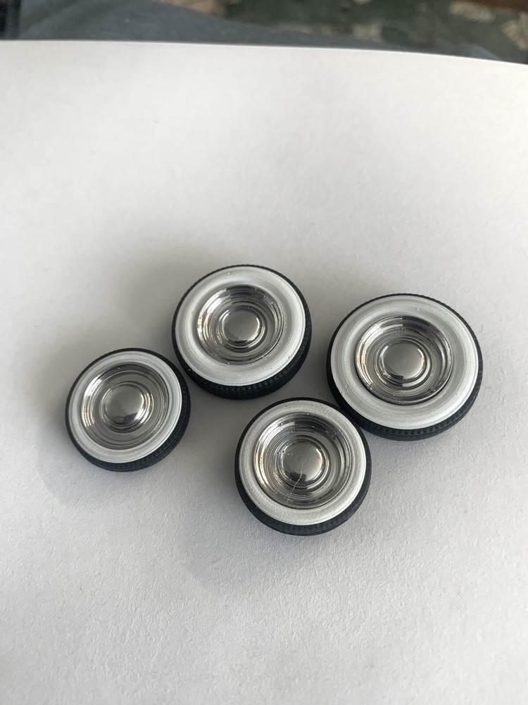 1:25 Chrome Wheels With Baby Moons. Big And Little White Wall Tires.