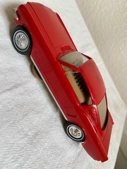 1965 Red & Tan Ford Mustang Fastback Promo Philco P-22 AM Radio w/chrome trim