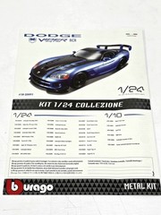 Bburago Dodge Viper SRT10 ACR 1:24 Metal Model Kit #18-25091 Complete