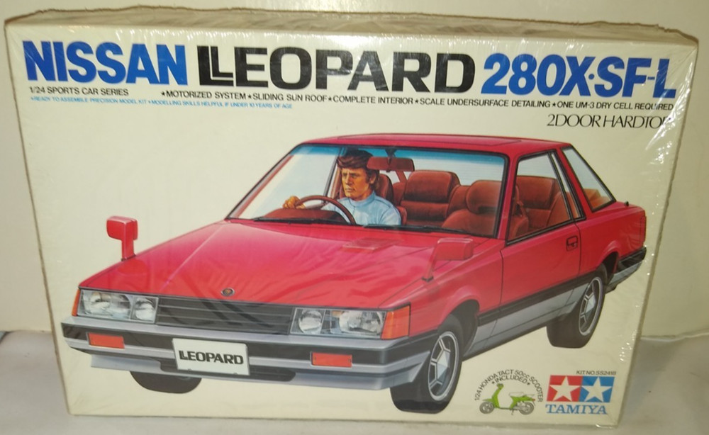 1980’S TAMIYA NISSAN 280X-SE-1L SPORT COUPE LEOPARD MOTORIZED MODEL KIT MIB