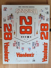 1/24 scale plastic model car decal set , nascar . Ranier Racing , Hardee’s