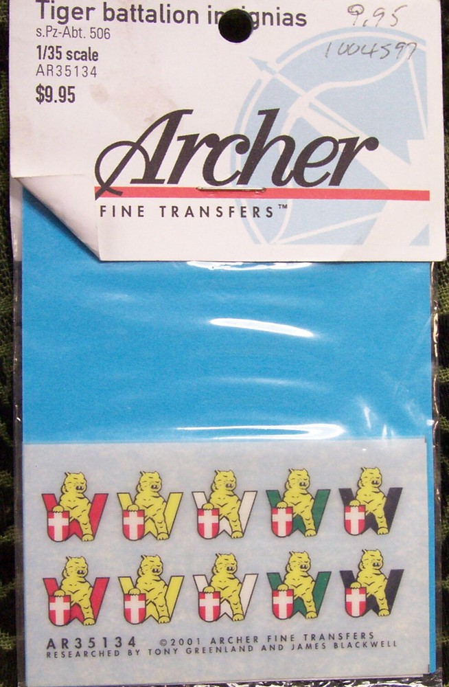 SS-Pz.Abt.506 TIGER BATTALION INSIGNIAS Archer 1/35 AR35134
