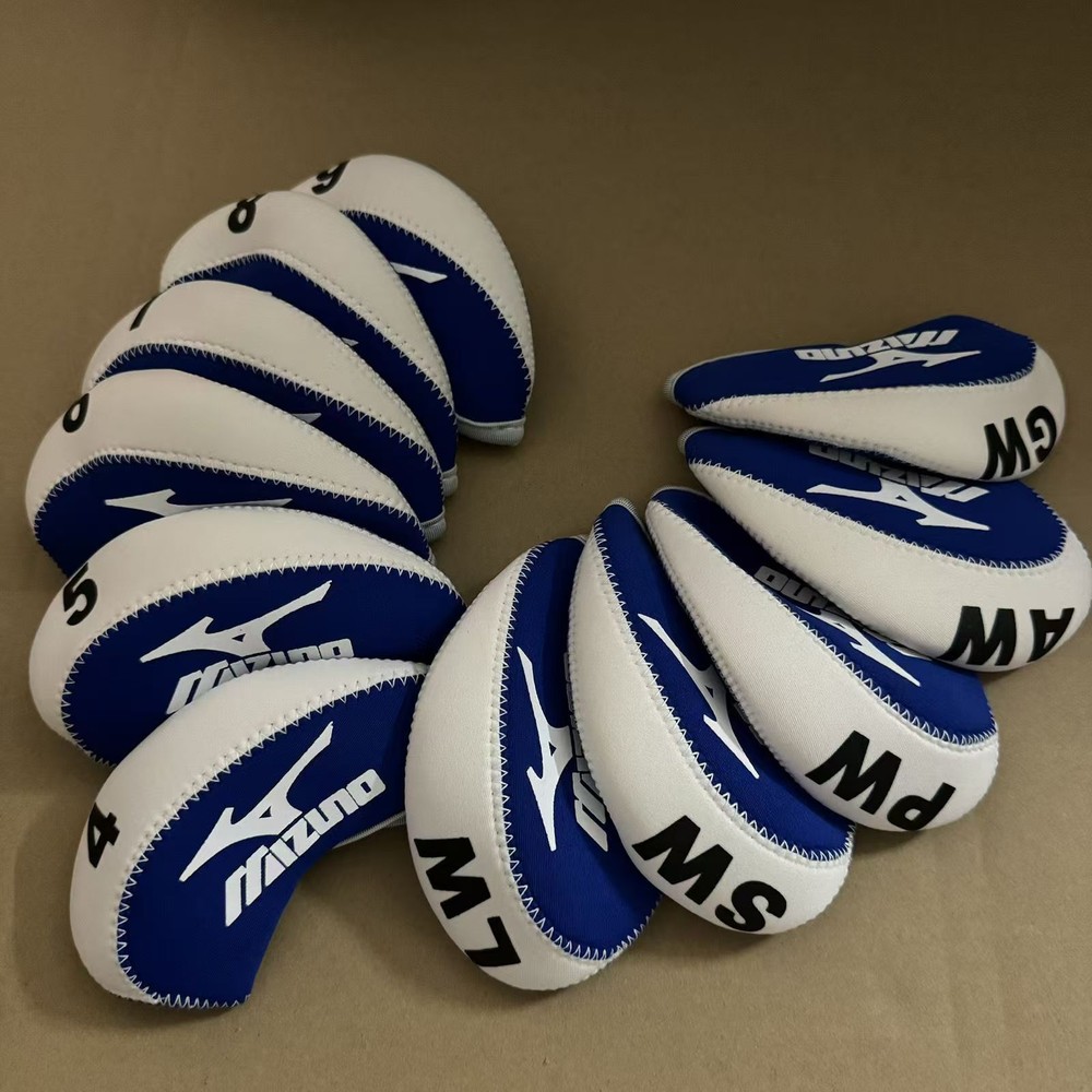 Mizuno 4-9 iron head cover 11-piece classic set, white-blue, black-grey-