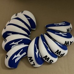 Mizuno 4-9 iron head cover 11-piece classic set, white-blue, black-grey-