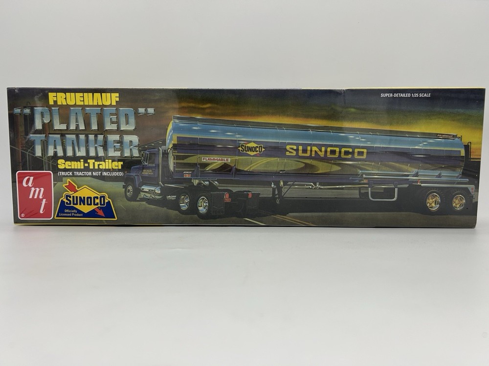 Sealed AMT Skill 3 Model Kit Fruehauf Plated Tanker Semi-Trailer “Sunoco” 1/25