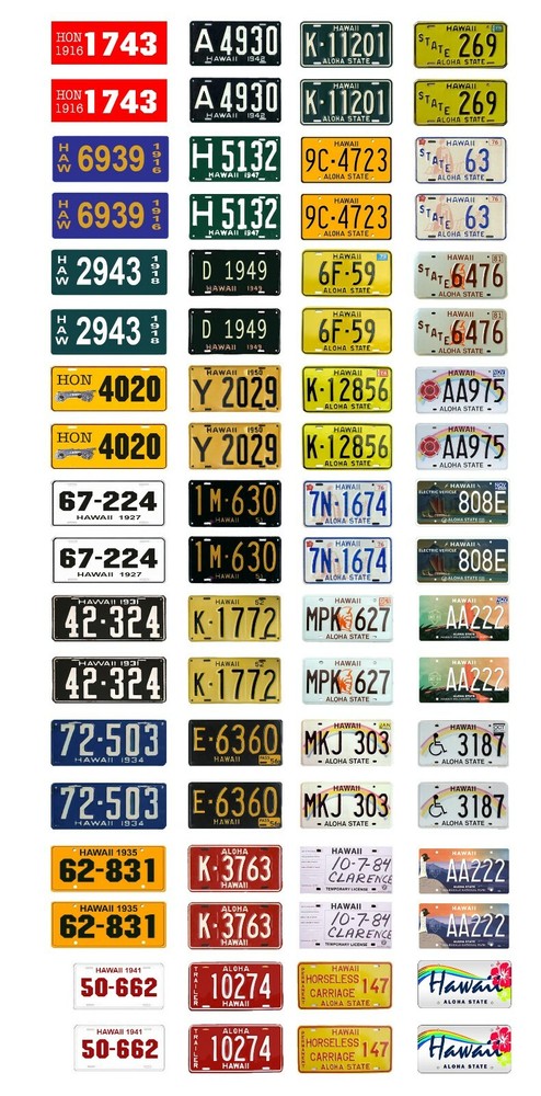1/64 scale model car assorted Hawaii license plates state tags