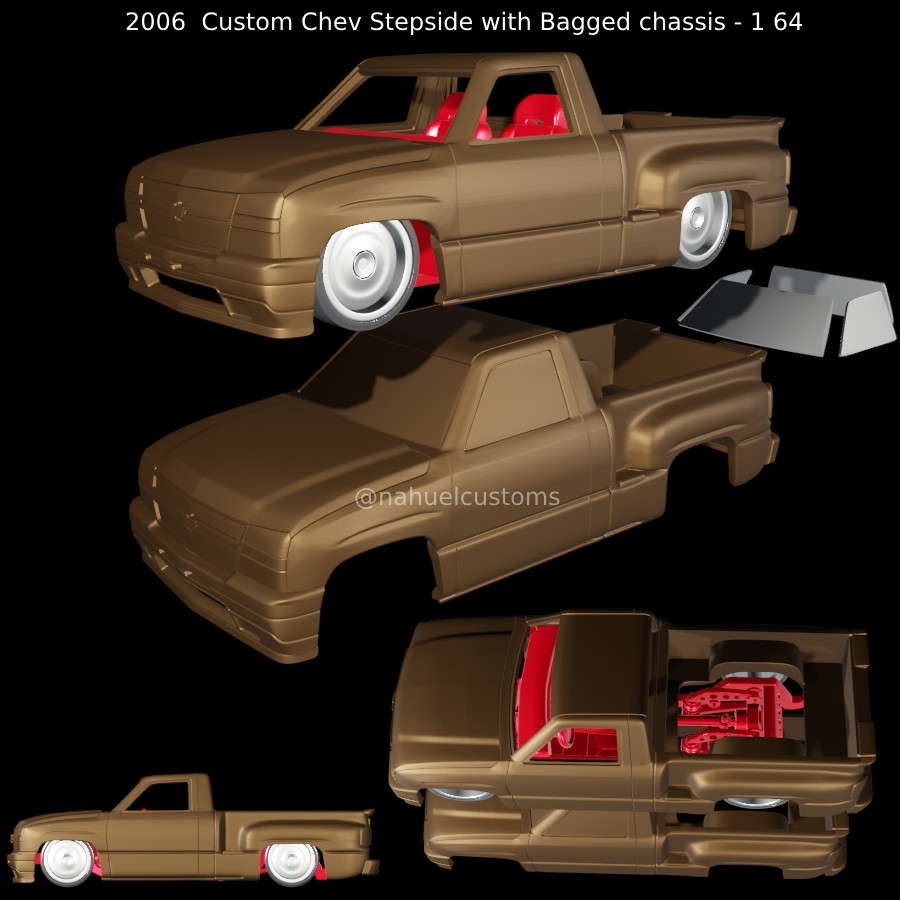1:64 Scale Chev Crew Cab Stepside Bagged Chassis Model Model Kit