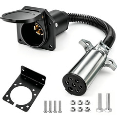 7 Pin round to 7 Pin Flat Adapter,7 Pole round to 7 Way RV Blade Trailer Plug,Tr
