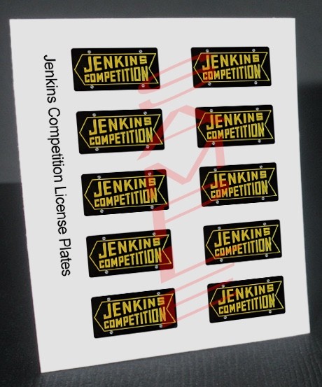 JENKINS COMPETITION miniature LICENSE PLATES for 1/25 scale MODEL CARS—PLS READ