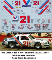 NASCAR DECAL #21 VALVOLINE 1984 FORD THUNDERBIRD BUDDY BAKER – 1/24 POWERSLIDE