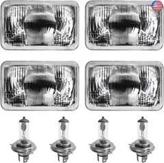 Parts N Go 4×6 Rectangular Plain Conversion Headlights Halogen H4 Bulb Set –