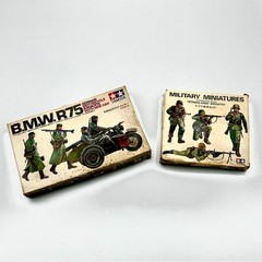 Vintage Tamiya BMW R75 Motorcycle w/Side Car and Military Miniatures bundle 1972
