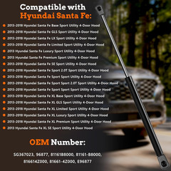 Front Hood Struts, Hood Shocks Lift Supports Replacement for 2013-2019 Hyundai S