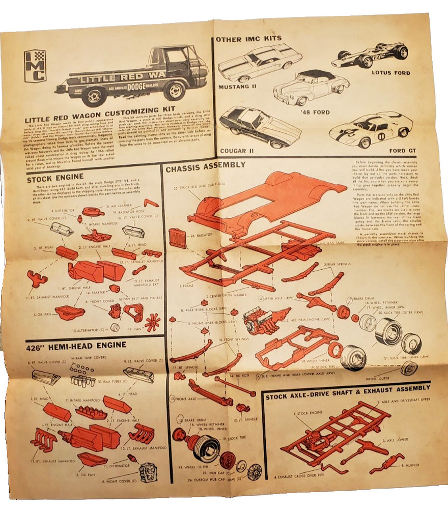 IMC Little Red Wagon Customizing Kit Model Car Kit Instruction Sheet only!!