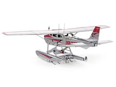 CESSNA 182 FLOATPLANE WHITE & RED STEEL MODEL KIT BY METAL EARTH MMS111