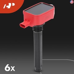 A-Premium Ignition Coil (Red) with 3-Pins and Iridium Spark Plugs Compatible